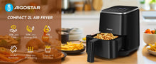 Cargar imagen en el visor de la galería, Excelente Freidora de aire de 2L, 8 programas, pantalla táctil LED, tiempo y temperatura regulables, rejilla antiadherente extraíble, 1200 W
